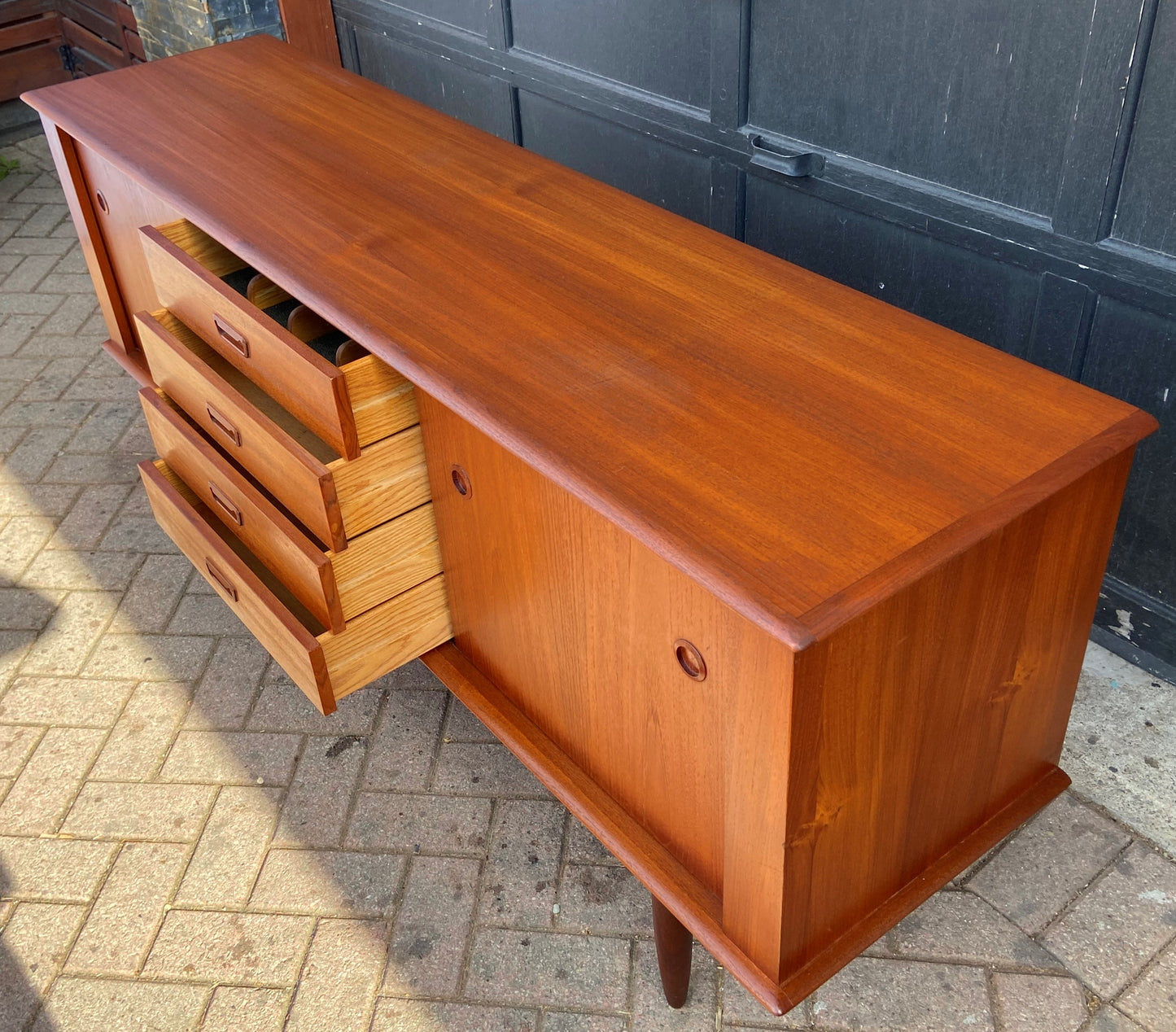 REFINISHED Mid Century Modern Teak Sideboard by Punch Design 6ft