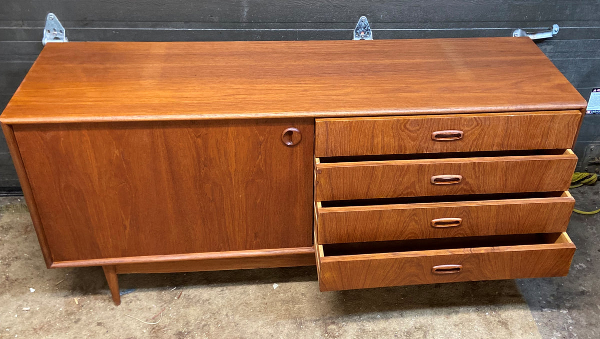 REFINISHED Danish MCM Teak Sideboard Credenza 60