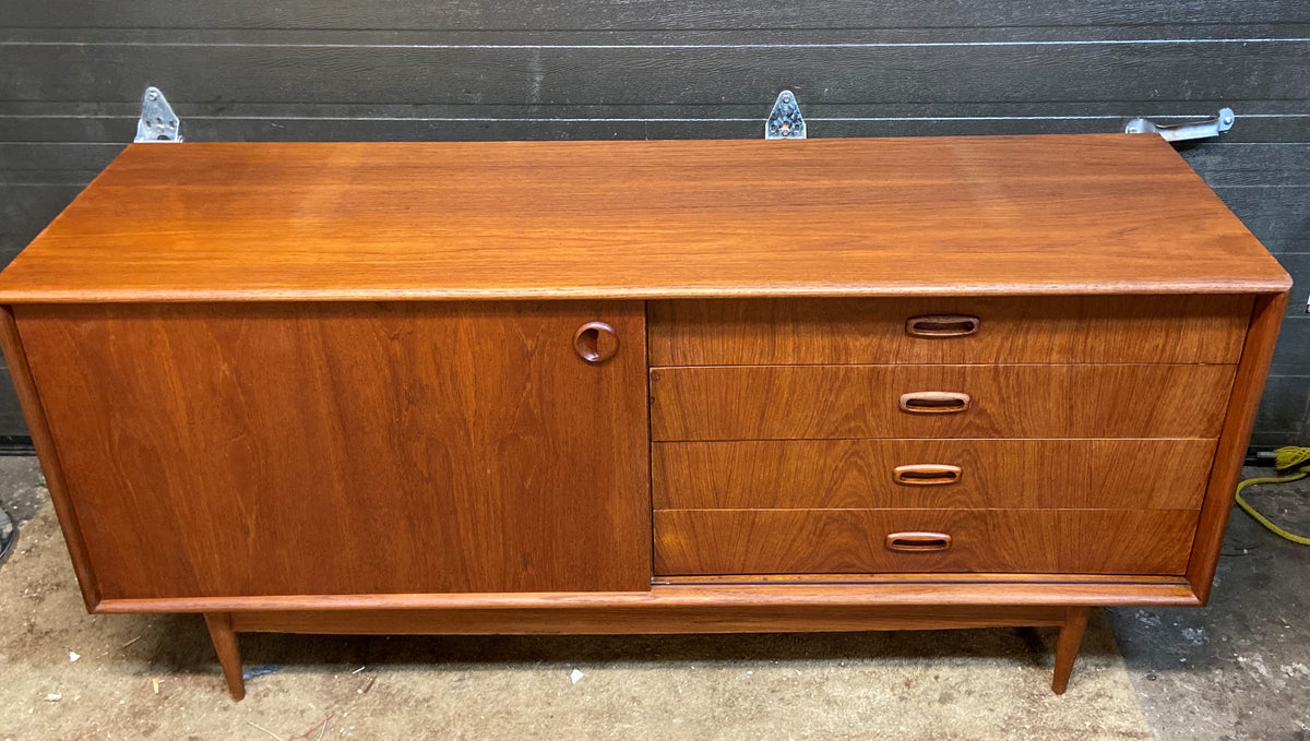 REFINISHED Danish MCM Teak Sideboard Credenza 60