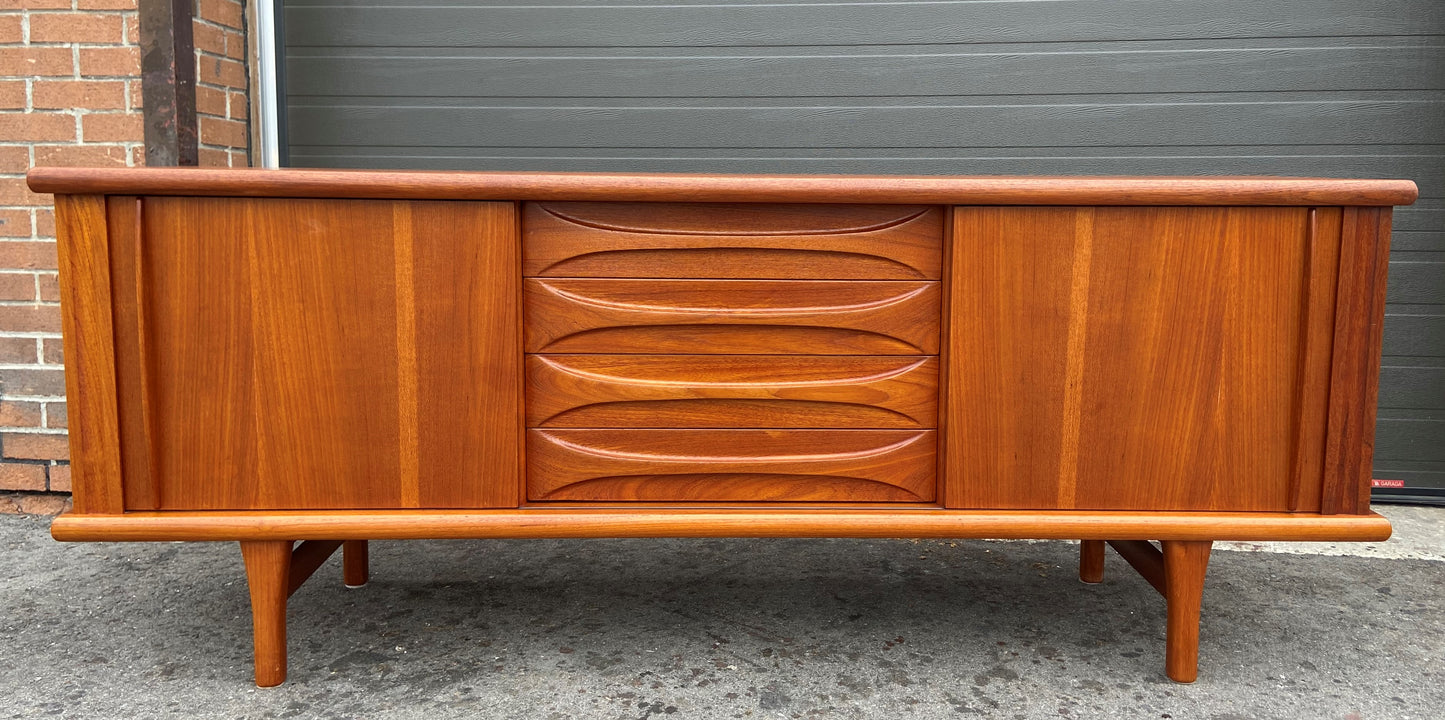 REFINISHED Mid Century Modern Teak Sideboard by Huber 77.75", Perfect