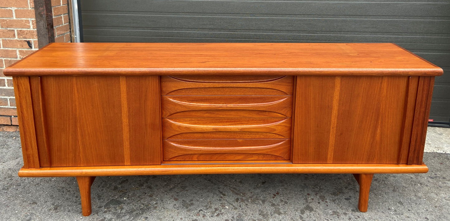 REFINISHED Mid Century Modern Teak Sideboard by Huber 77.75", Perfect