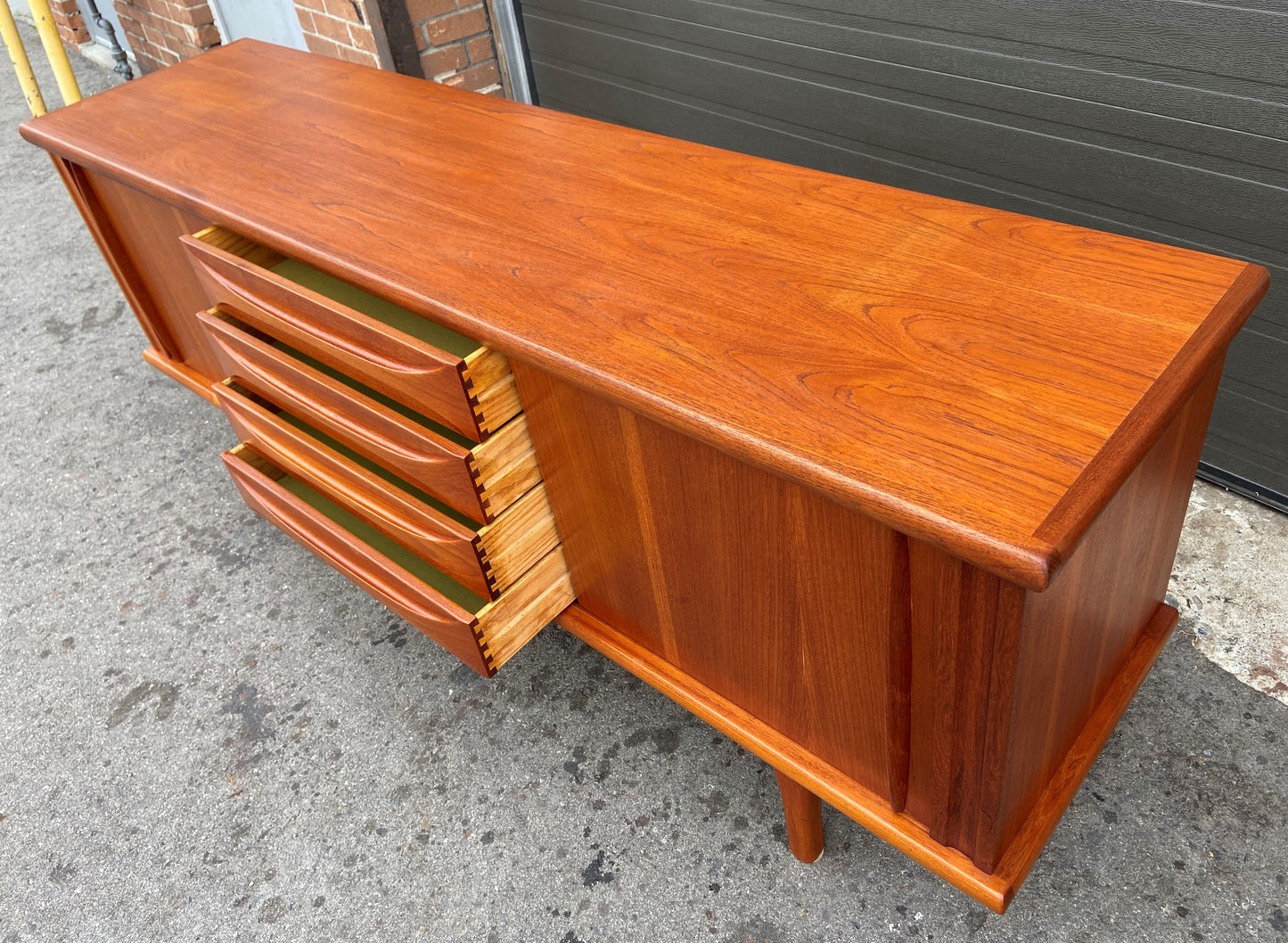 REFINISHED Mid Century Modern Teak Sideboard by Huber 77.75", Perfect