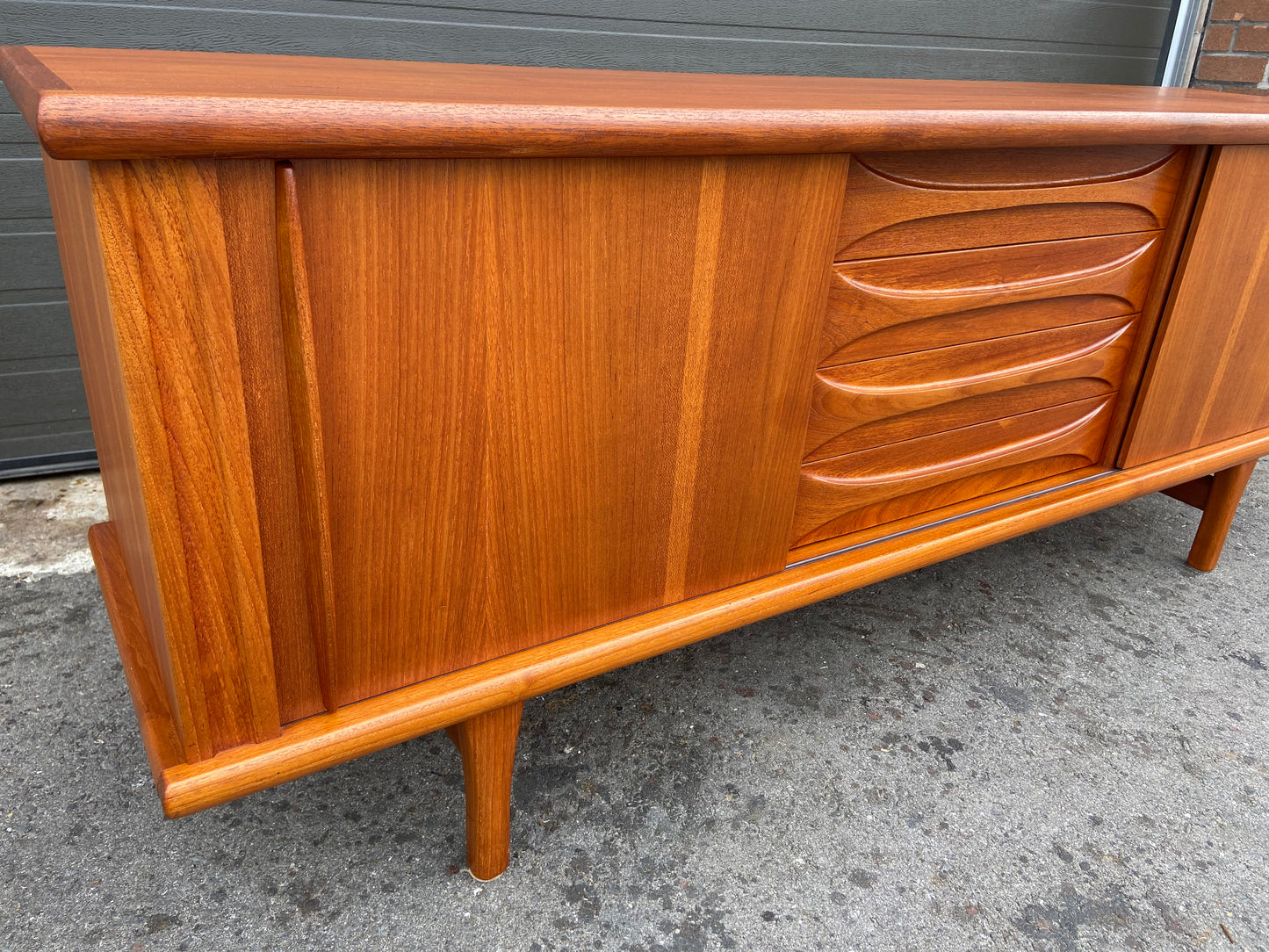 REFINISHED Mid Century Modern Teak Sideboard by Huber 77.75", Perfect