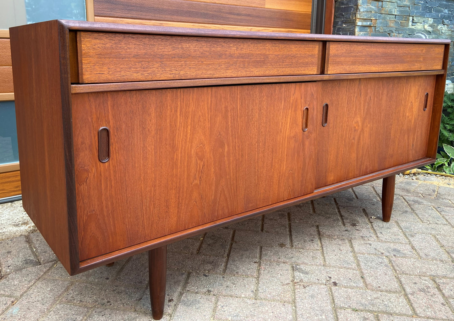 REFINISHED Mid Century Modern Teak Sideboard by Punch Design 60"