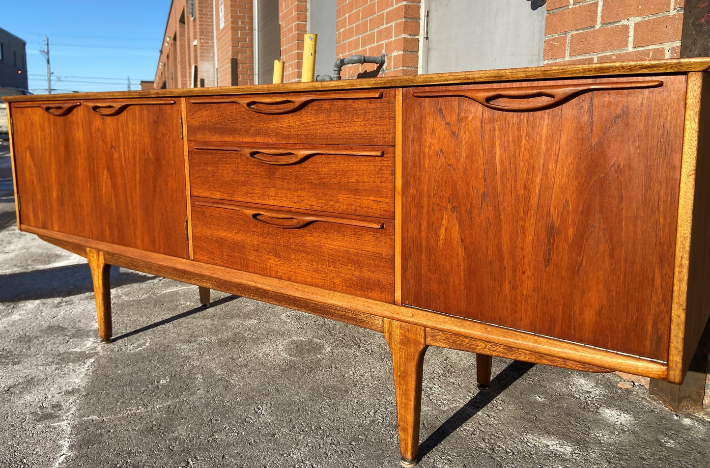 REFINISHED Mid Century Modern Sideboard by T.Robertson for McIntosh 78", Perfect