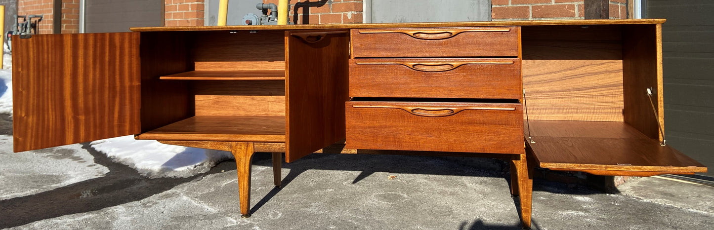 REFINISHED Mid Century Modern Sideboard by T.Robertson for McIntosh 78", Perfect