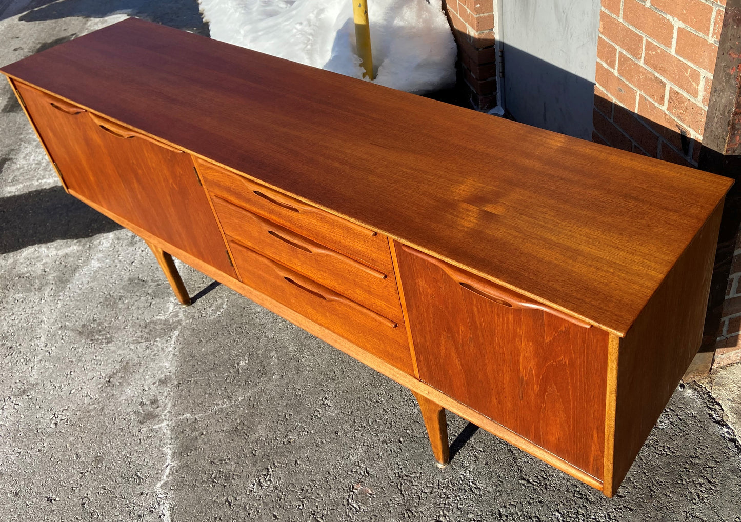 REFINISHED Mid Century Modern Sideboard by T.Robertson for McIntosh 78", Perfect