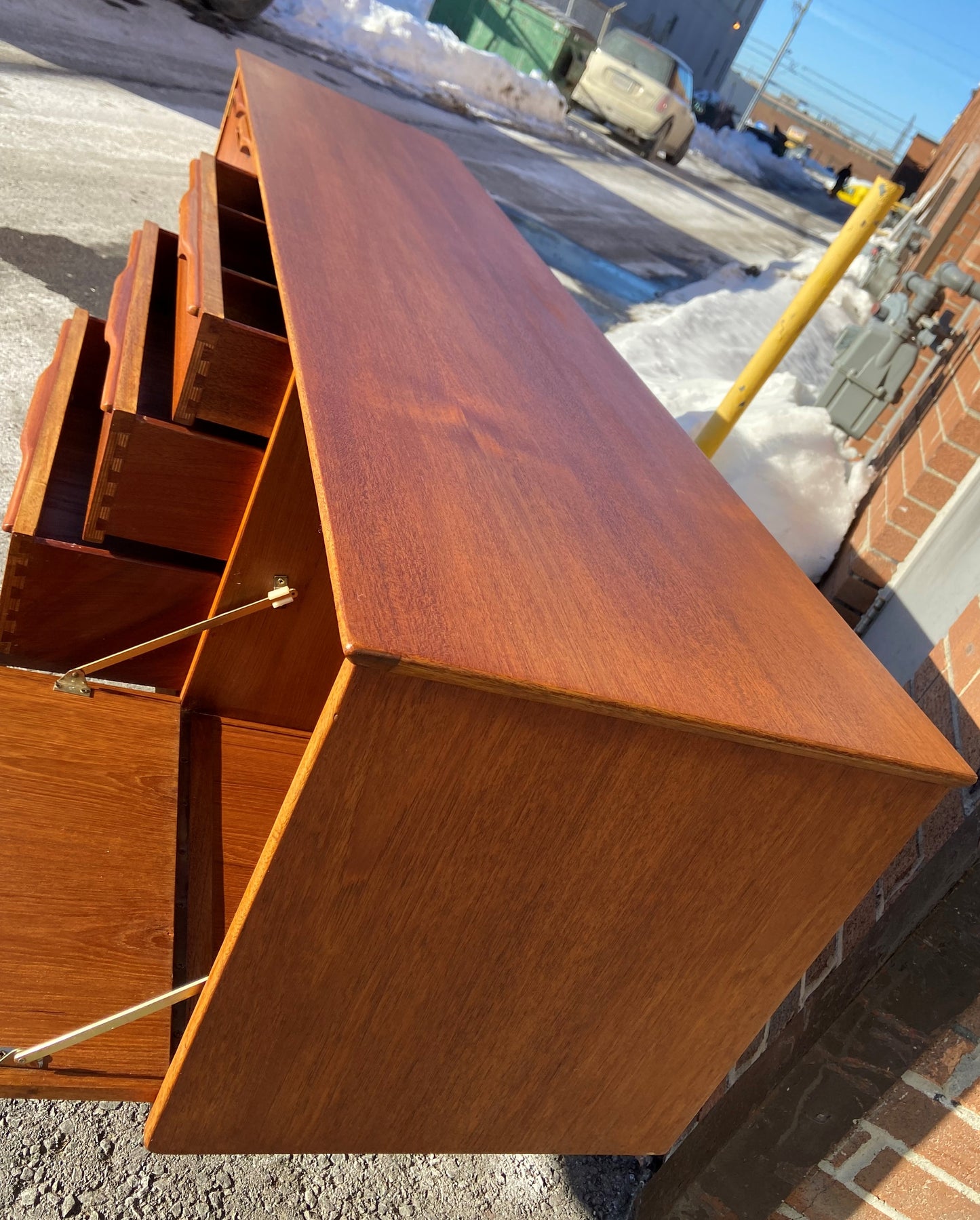 REFINISHED Mid Century Modern Sideboard by T.Robertson for McIntosh 78", Perfect