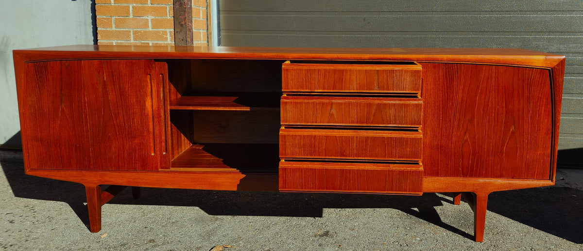REFINISHED Danish Mid Century Modern Teak Sideboard 7 ft