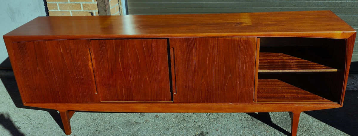 REFINISHED Danish Mid Century Modern Teak Sideboard 7 ft
