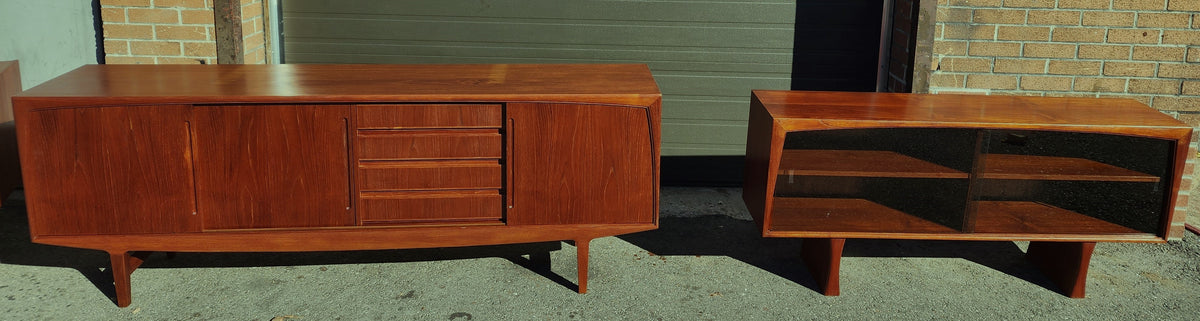 REFINISHED Danish Mid Century Modern Teak Sideboard 7 ft