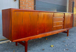 REFINISHED Danish Mid Century Modern Teak Sideboard 7 ft 2