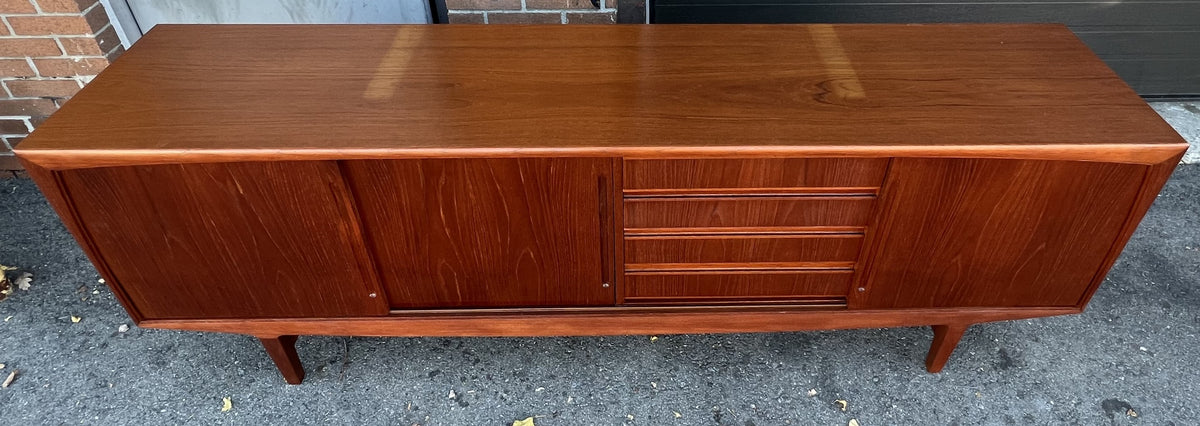 REFINISHED Danish Mid Century Modern Teak Sideboard 7 ft