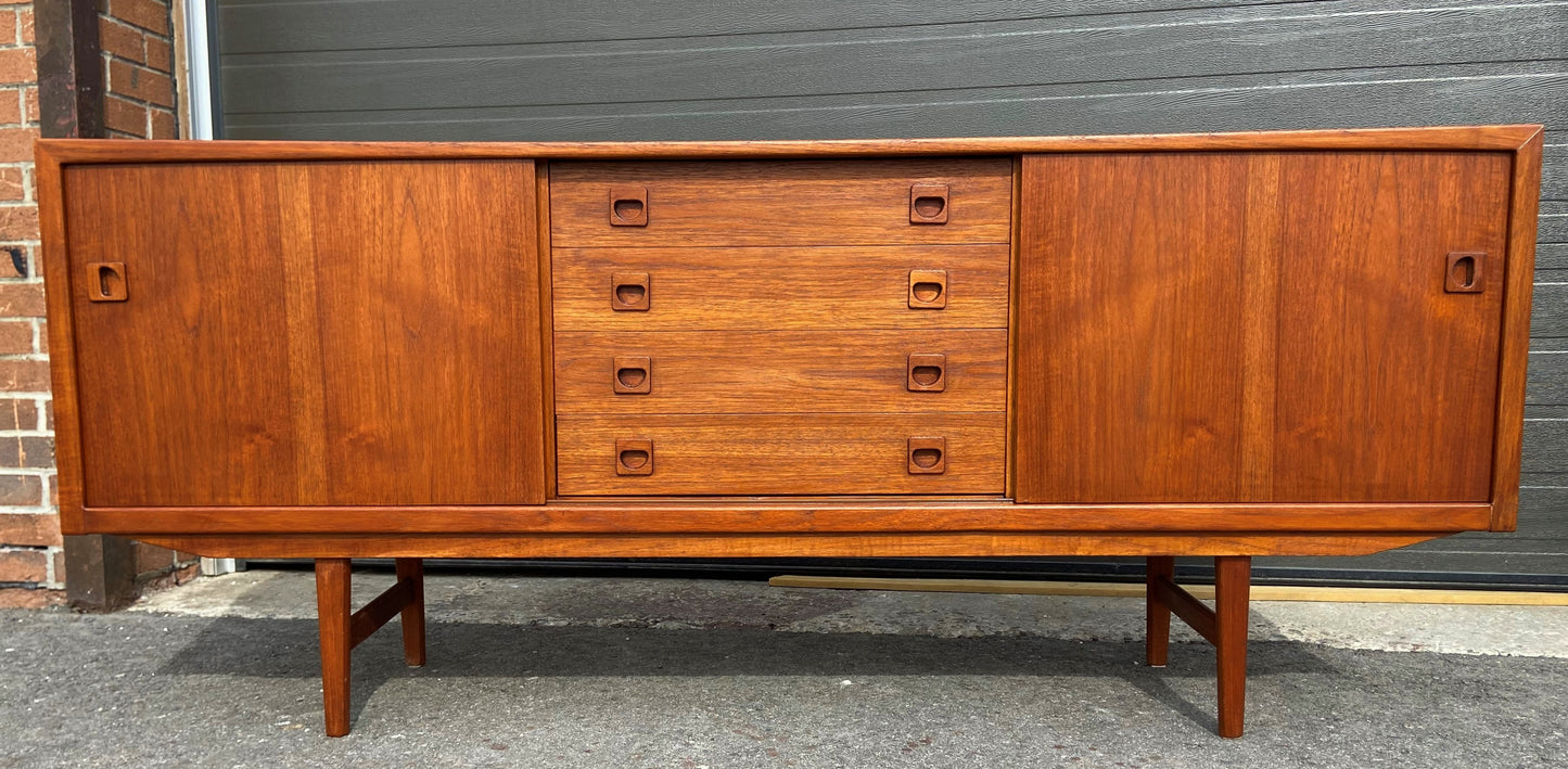 REFINISHED Danish Mid Century Modern Teak Sideboard Narrow, 6 ft