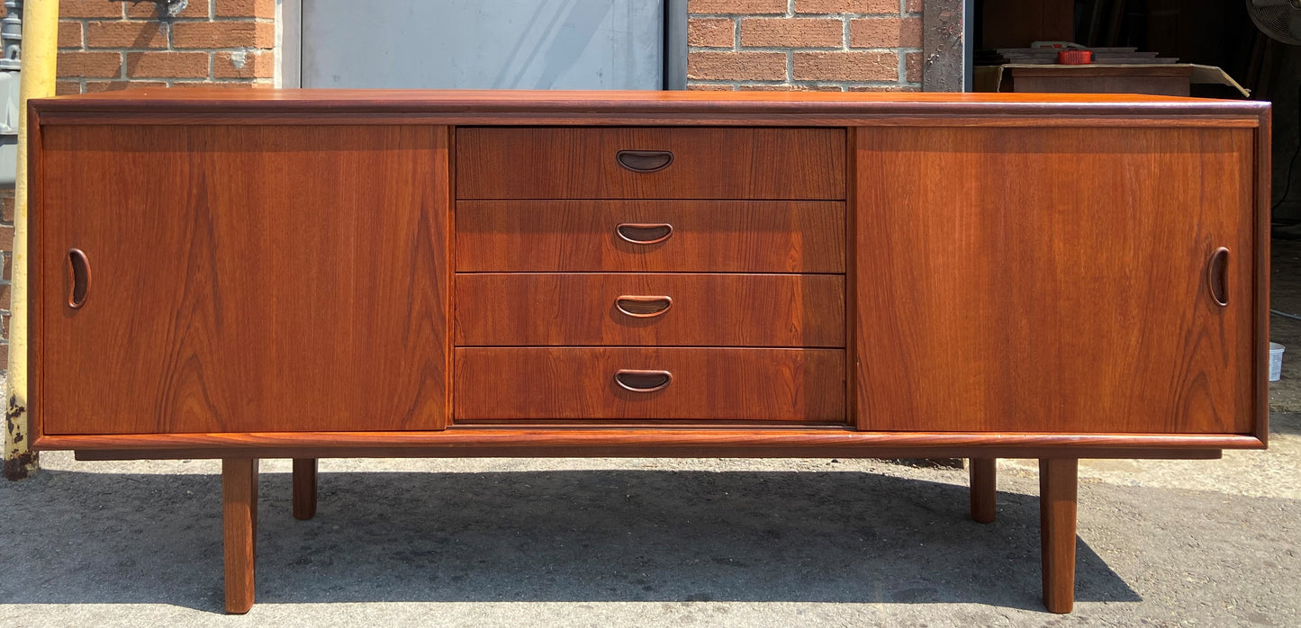 REFINISHED Mid Century Modern Teak Sideboard Credenza Narrow 71"