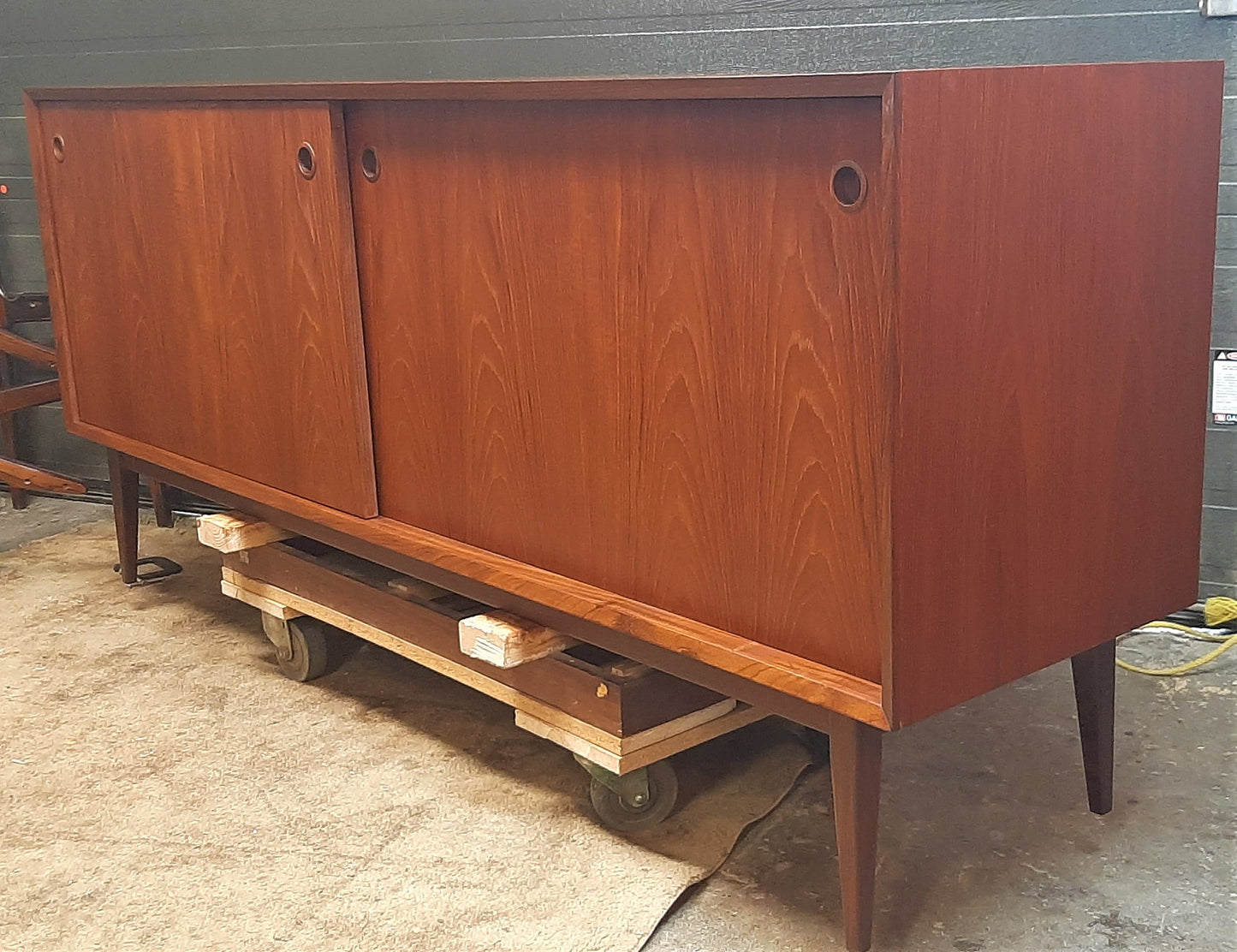 REFINISHED Danish MCM Teak Sideboard Credenza 6 ft, PERFECT