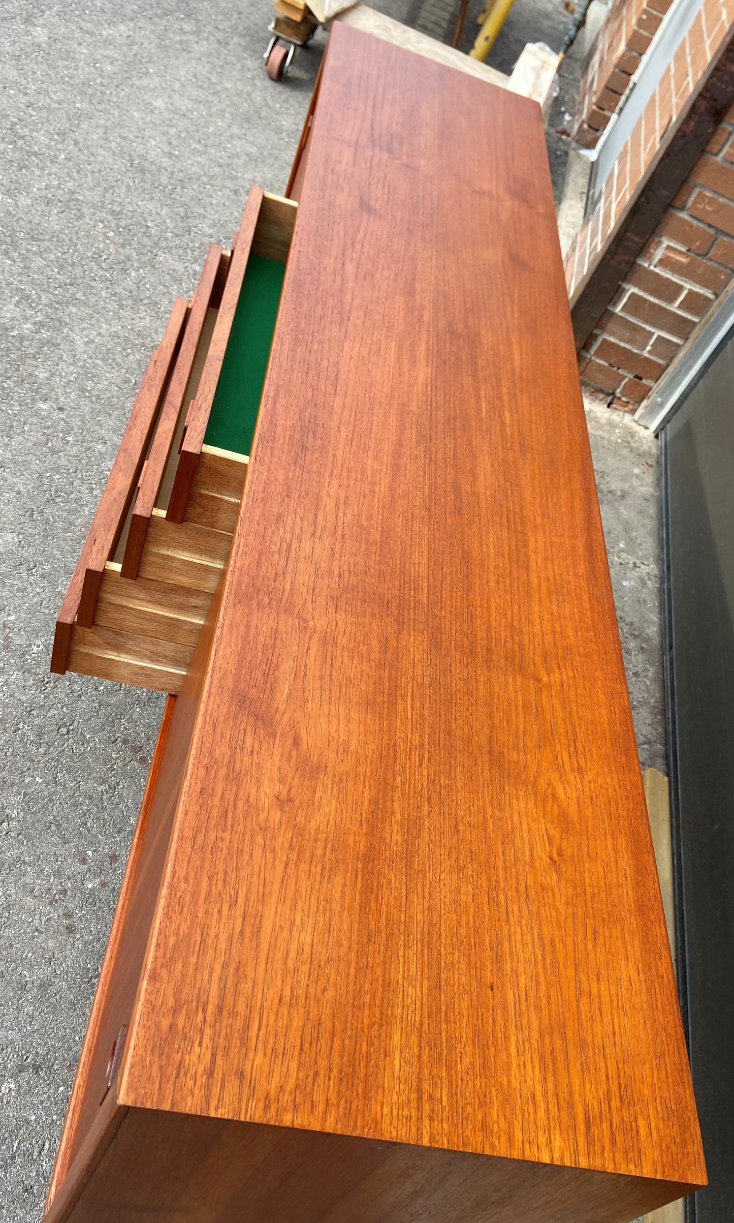 REFINISHED Danish Mid Century Modern Teak Sideboard Narrow, 6 ft