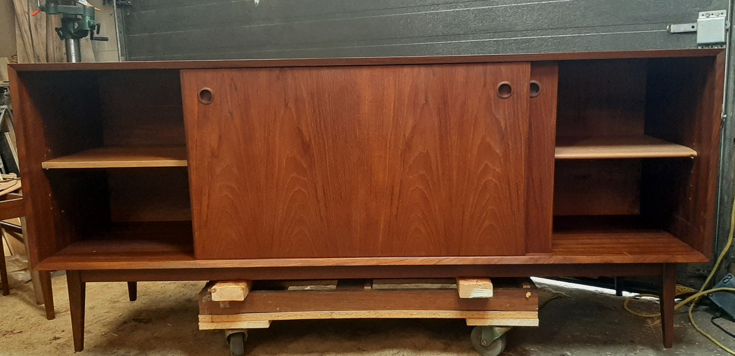 REFINISHED Danish MCM Teak Sideboard Credenza 6 ft, PERFECT