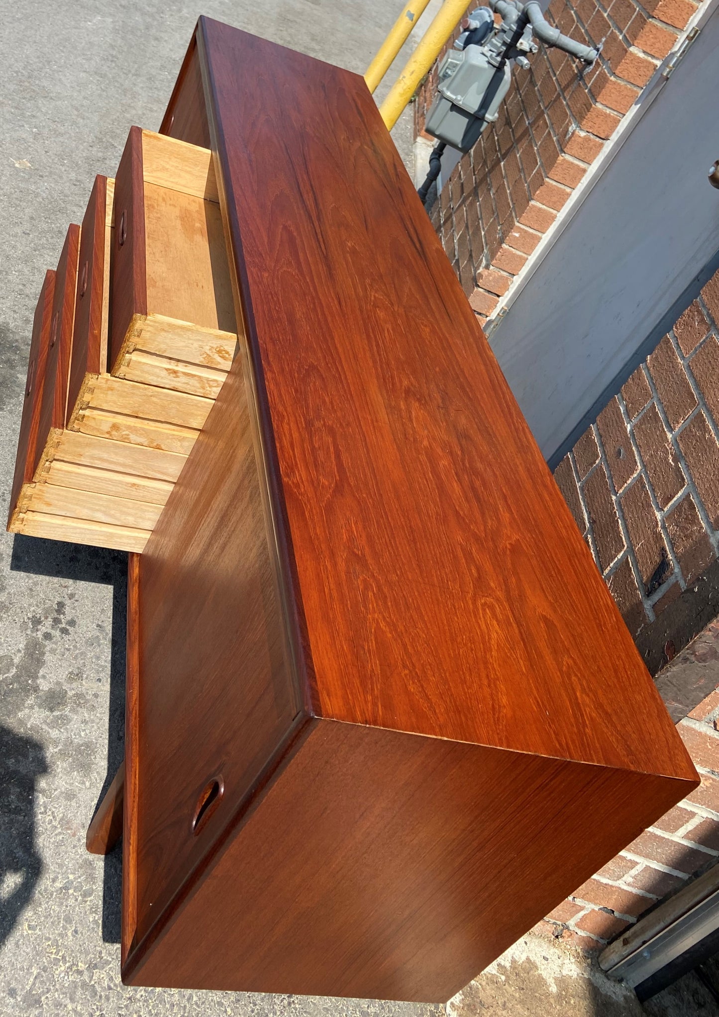 REFINISHED Mid Century Modern Teak Sideboard Credenza Narrow 71"