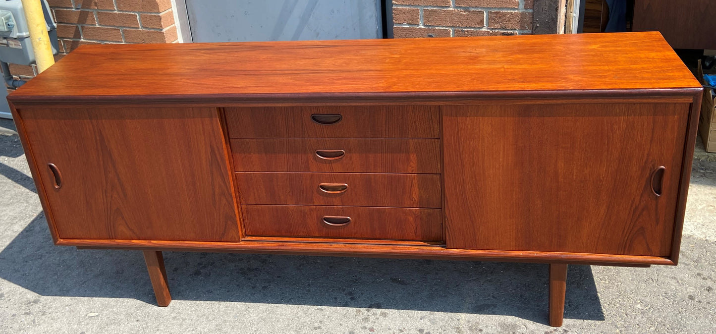 REFINISHED Mid Century Modern Teak Sideboard Credenza Narrow 71"