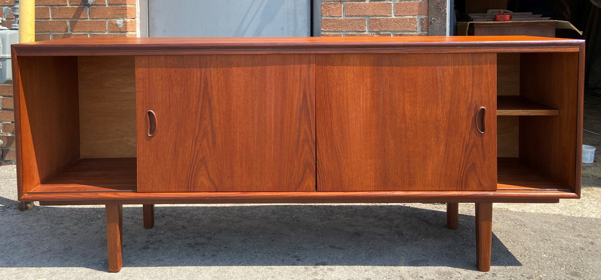 REFINISHED Mid Century Modern Teak Sideboard Credenza Narrow 71