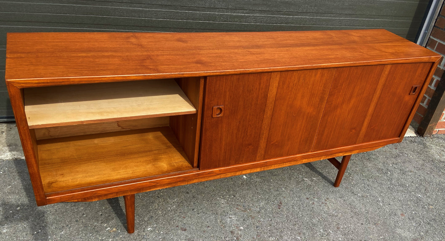 REFINISHED Danish Mid Century Modern Teak Sideboard Narrow, 6 ft