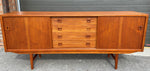REFINISHED Danish Mid Century Modern Teak Sideboard Narrow, 6 ft 8