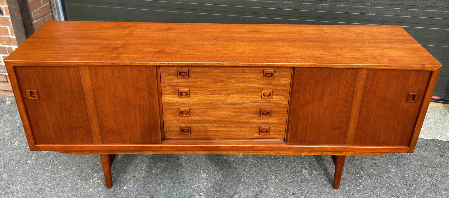 REFINISHED Danish Mid Century Modern Teak Sideboard Narrow, 6 ft