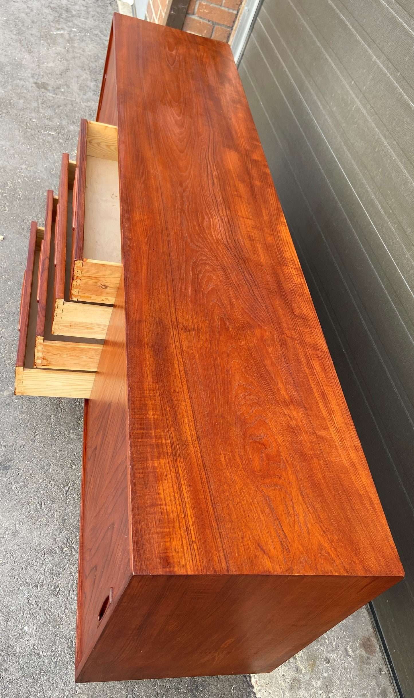 REFINISHED Danish MCM Teak Sideboard Credenza 70", Narrow, Perfect