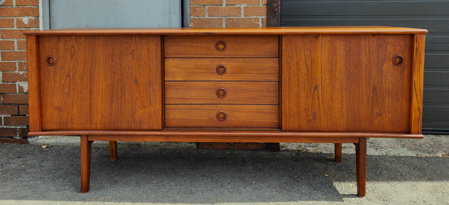 REFINISHED Mid Century Modern Teak Sideboard Credenza 6 ft