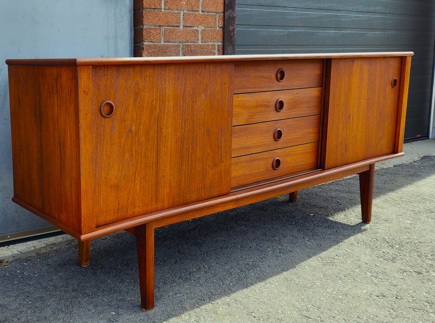 REFINISHED Mid Century Modern Teak Sideboard Credenza 6 ft