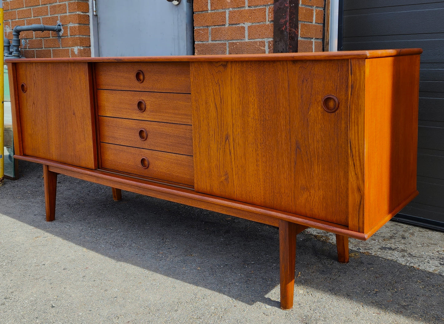 REFINISHED Mid Century Modern Teak Sideboard Credenza 6 ft