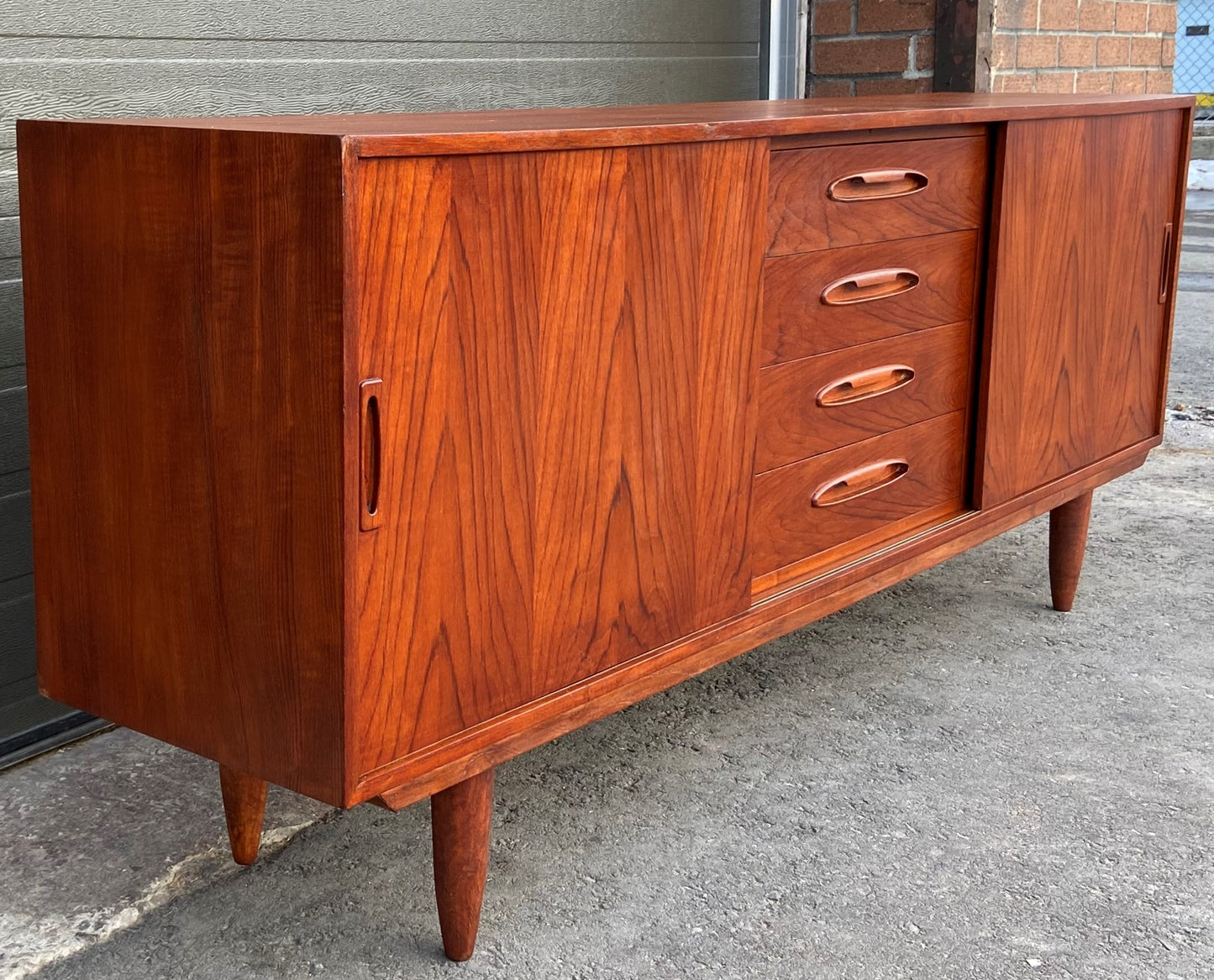 REFINISHED Danish MCM Teak Sideboard Credenza 70", Narrow, Perfect