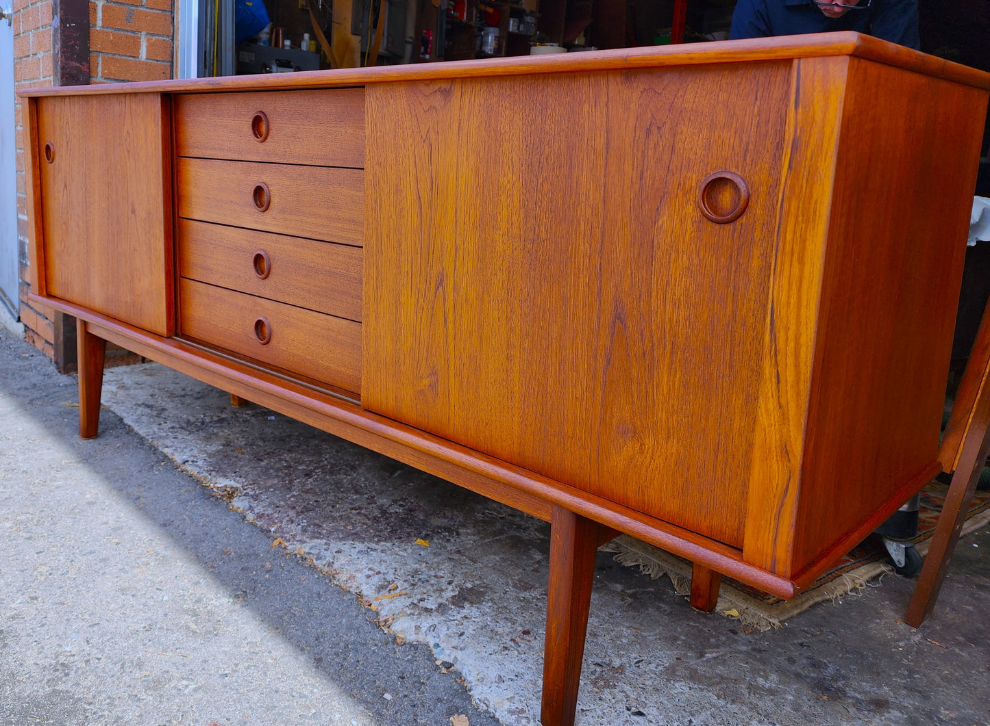 REFINISHED Mid Century Modern Teak Sideboard Credenza 6 ft