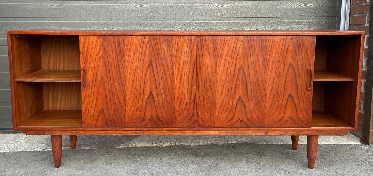 REFINISHED Danish MCM Teak Sideboard Credenza 70", Narrow, Perfect