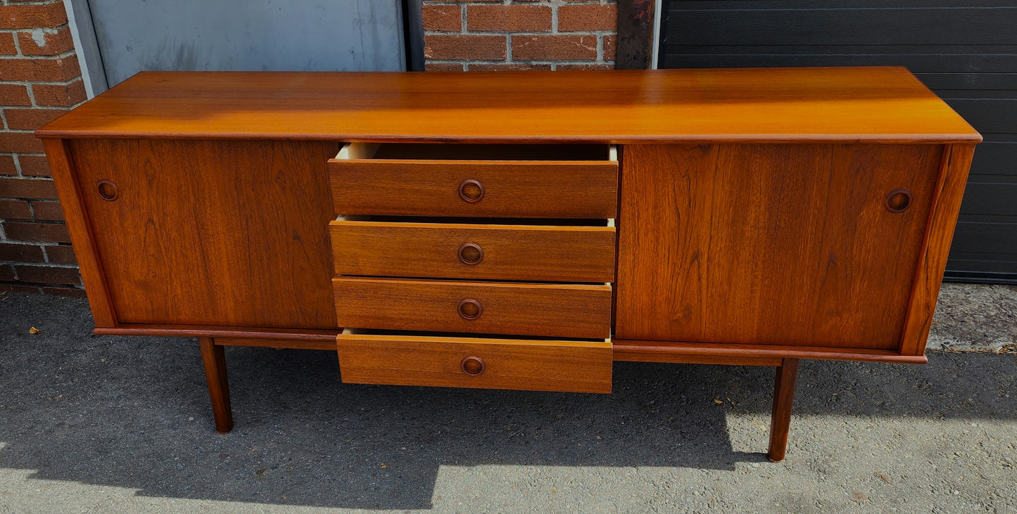 REFINISHED Mid Century Modern Teak Sideboard Credenza 6 ft