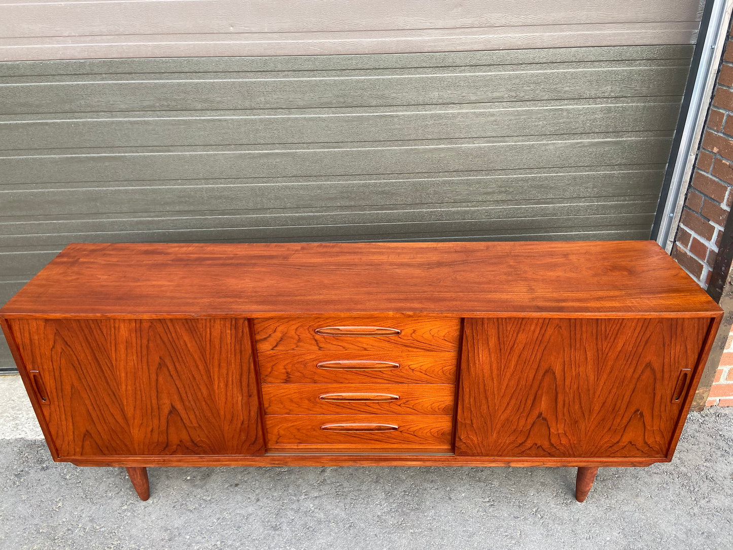 REFINISHED Danish MCM Teak Sideboard Credenza 70", Narrow, Perfect