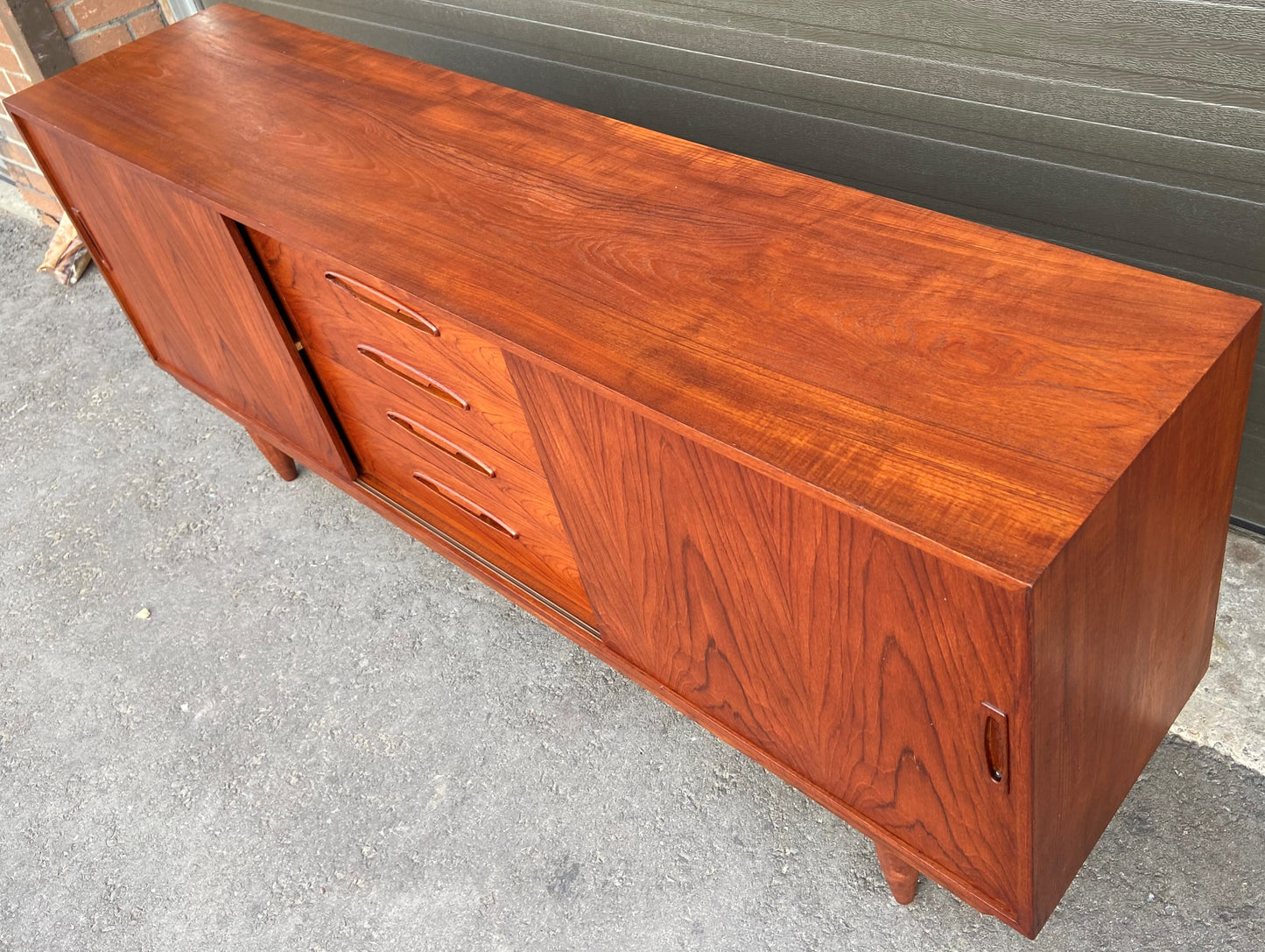 REFINISHED Danish MCM Teak Sideboard Credenza 70", Narrow, Perfect