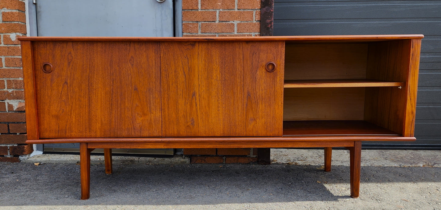 REFINISHED Mid Century Modern Teak Sideboard Credenza 6 ft