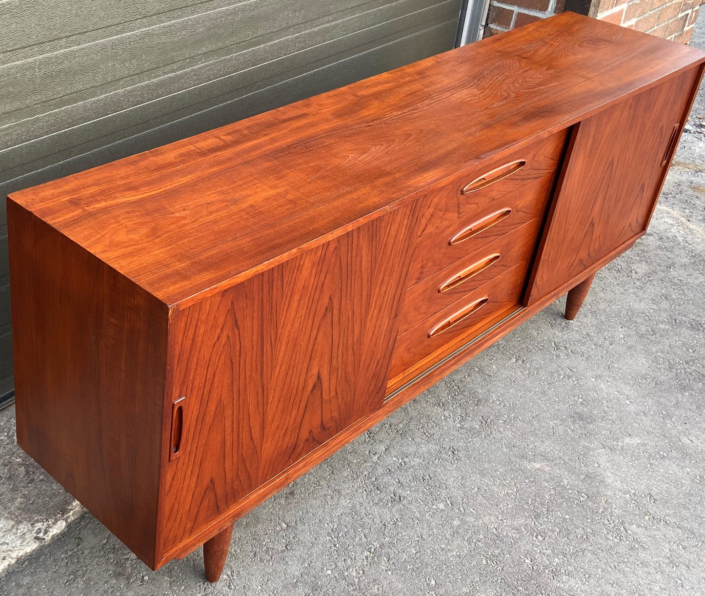 REFINISHED Danish MCM Teak Sideboard Credenza 70", Narrow, Perfect