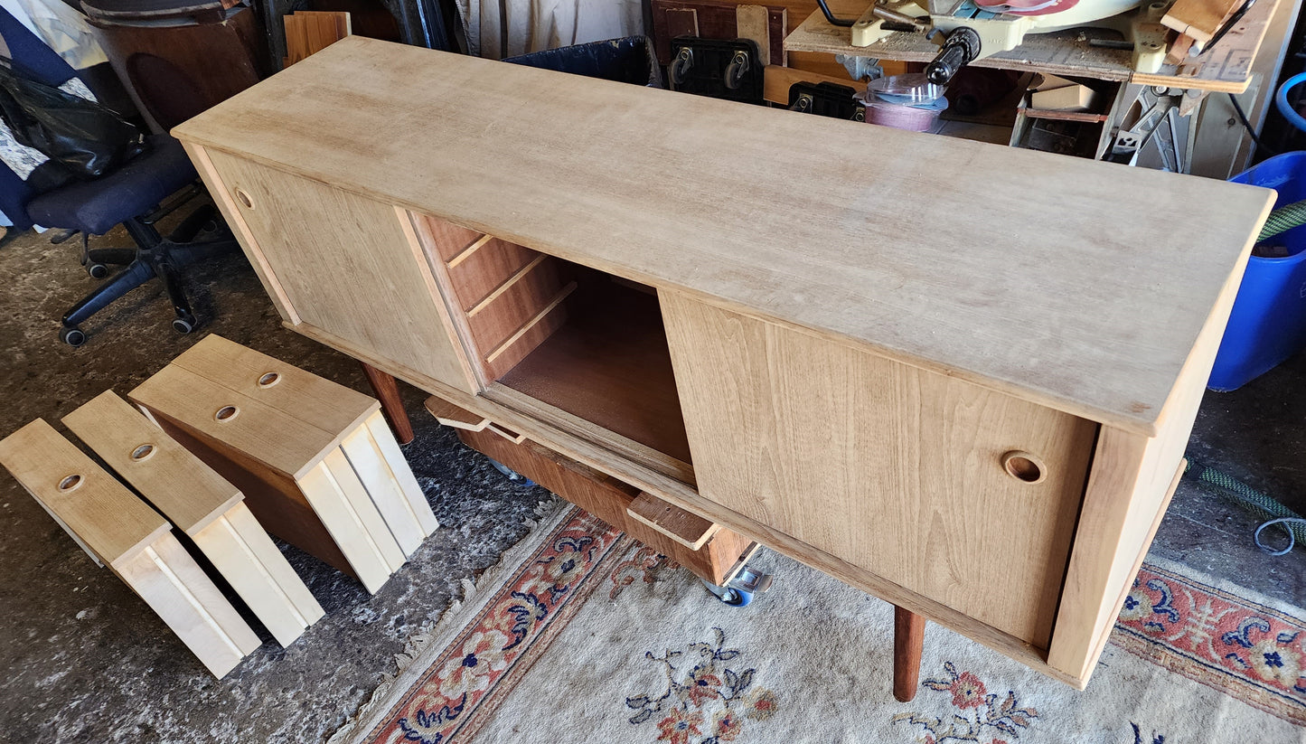 REFINISHED Mid Century Modern Teak Sideboard Credenza 6 ft