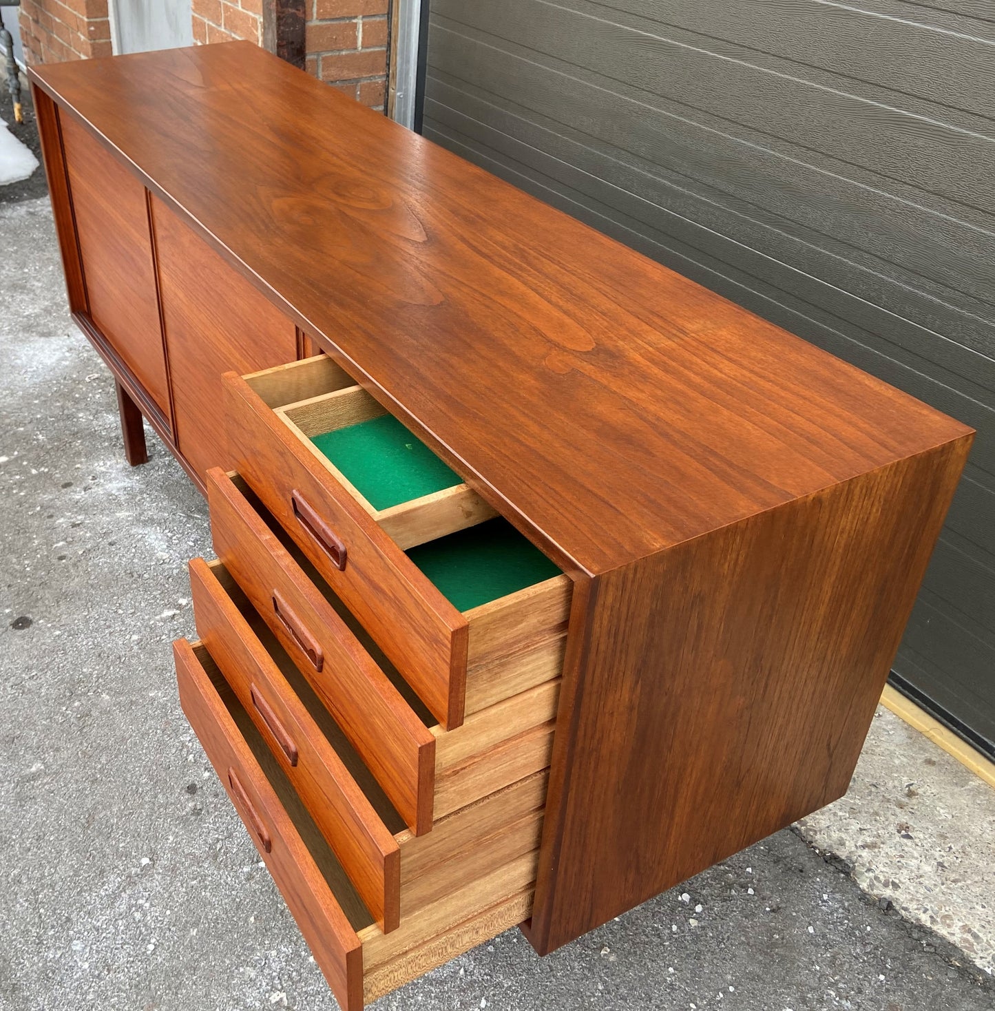 REFINISHED Mid Century Modern Teak Sideboard by RS Associates, 72" perfect