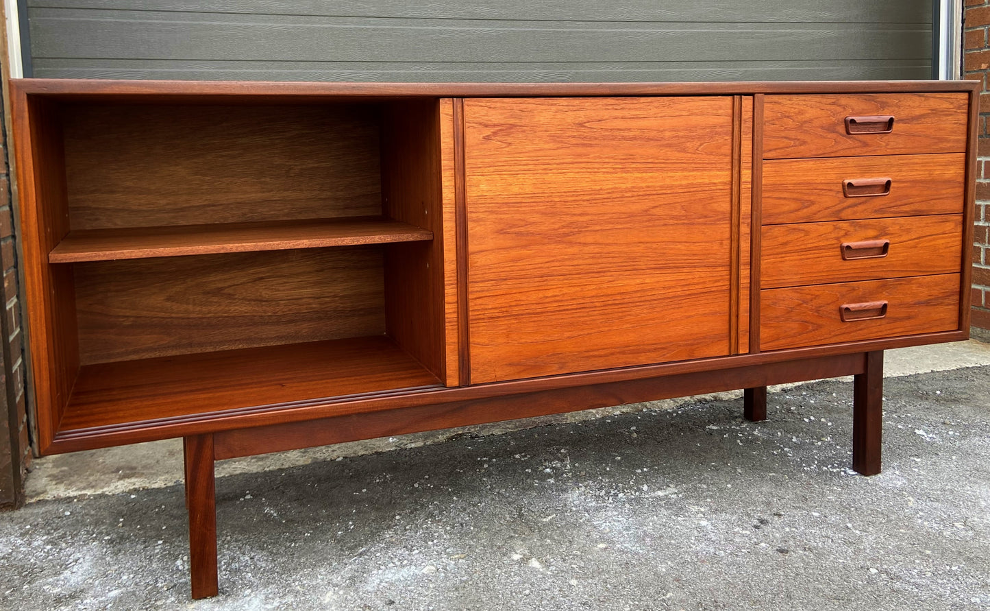 REFINISHED Mid Century Modern Teak Sideboard by RS Associates, 72" perfect