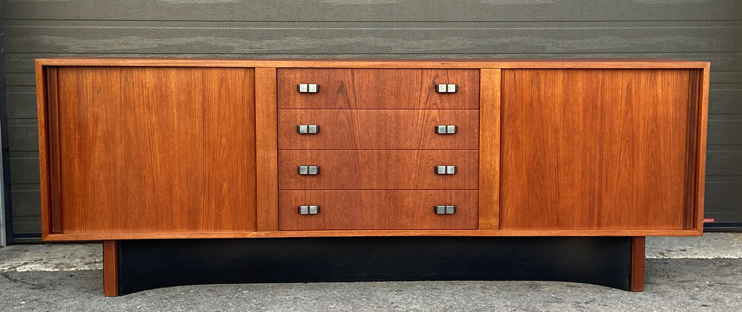 REFINISHED MCM Teak Sideboard with tambour doors by RS Associates 78"