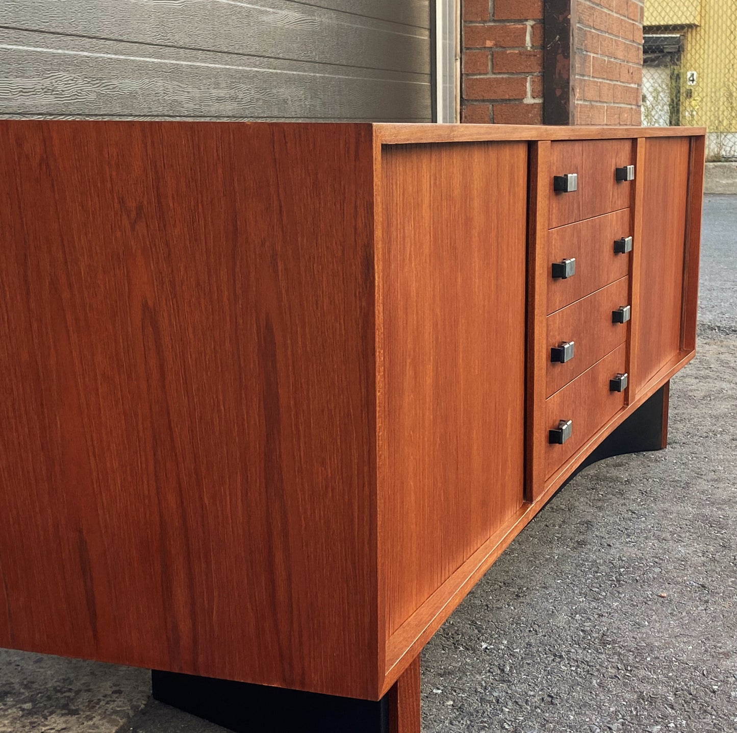 REFINISHED MCM Teak Sideboard with tambour doors by RS Associates 78"