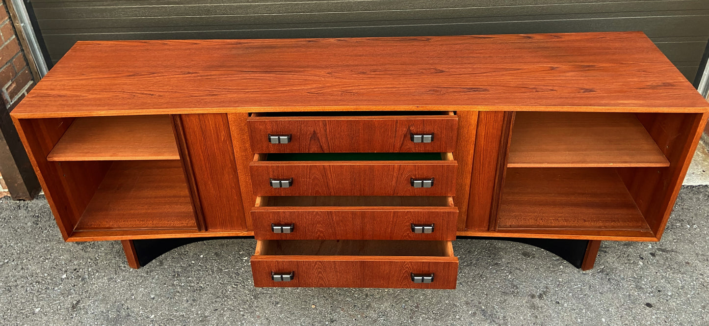 REFINISHED MCM Teak Sideboard with tambour doors by RS Associates 78"