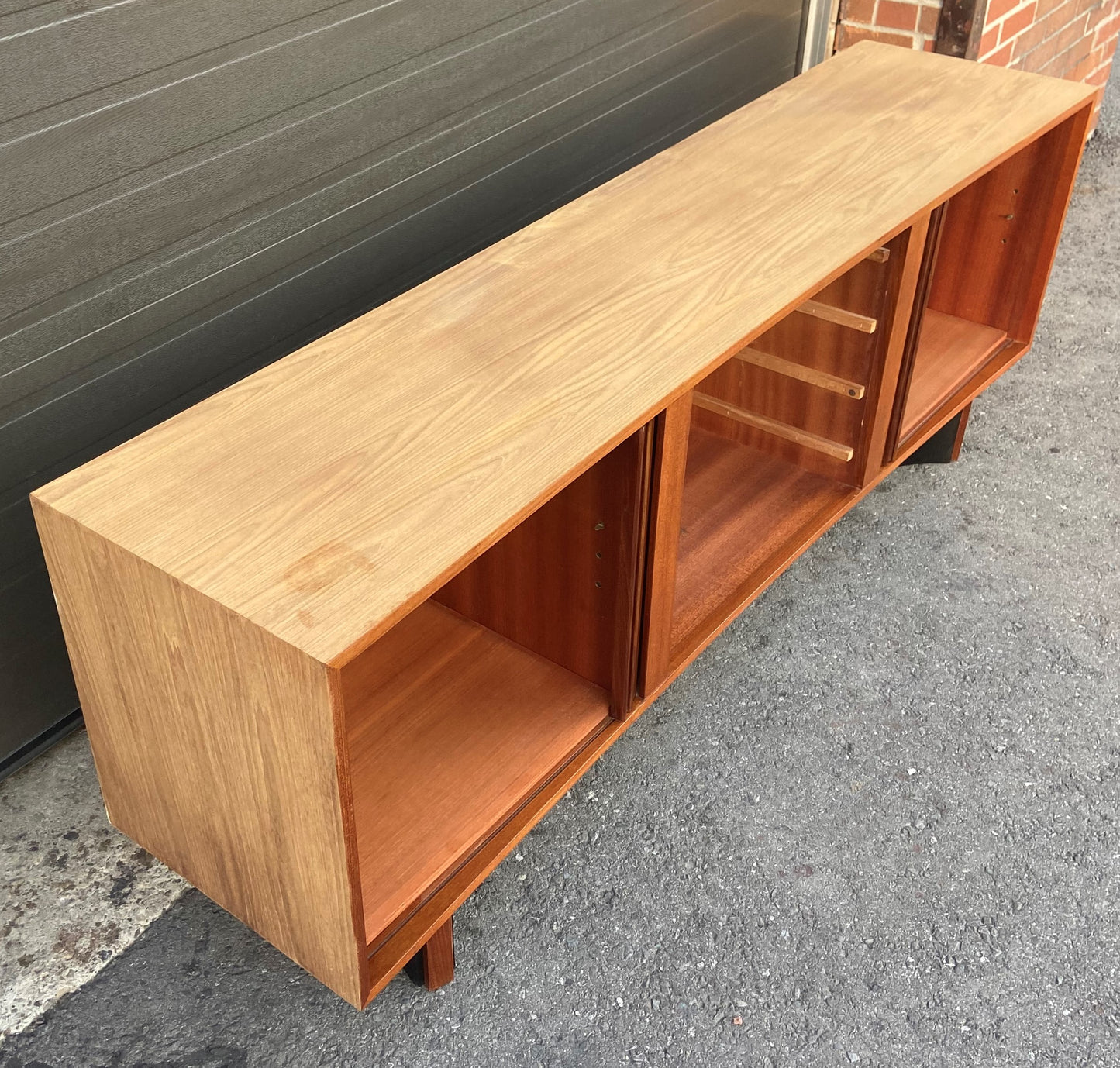 REFINISHED MCM Teak Sideboard with tambour doors by RS Associates 78"