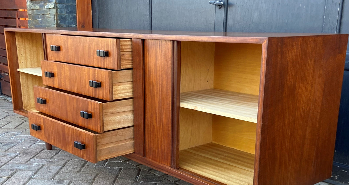 REFINISHED MCM Teak Sideboard with tambour doors by RS Associates 78
