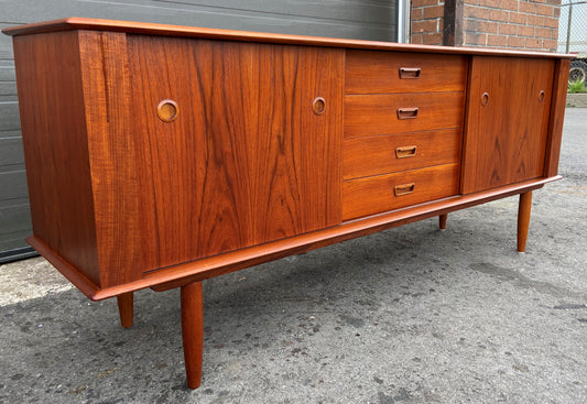 REFINISHED Mid Century Modern Teak Sideboard Buffet by Punch 72"
