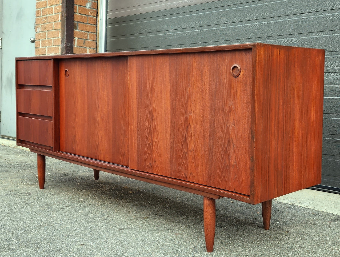 REFINISHED Mid Century Modern Teak Sideboard Credenza Buffet 6 ft